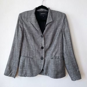 Lafayette 148 Button Front Jacket Blazer Pockets Long Sleeve Black Women's 8